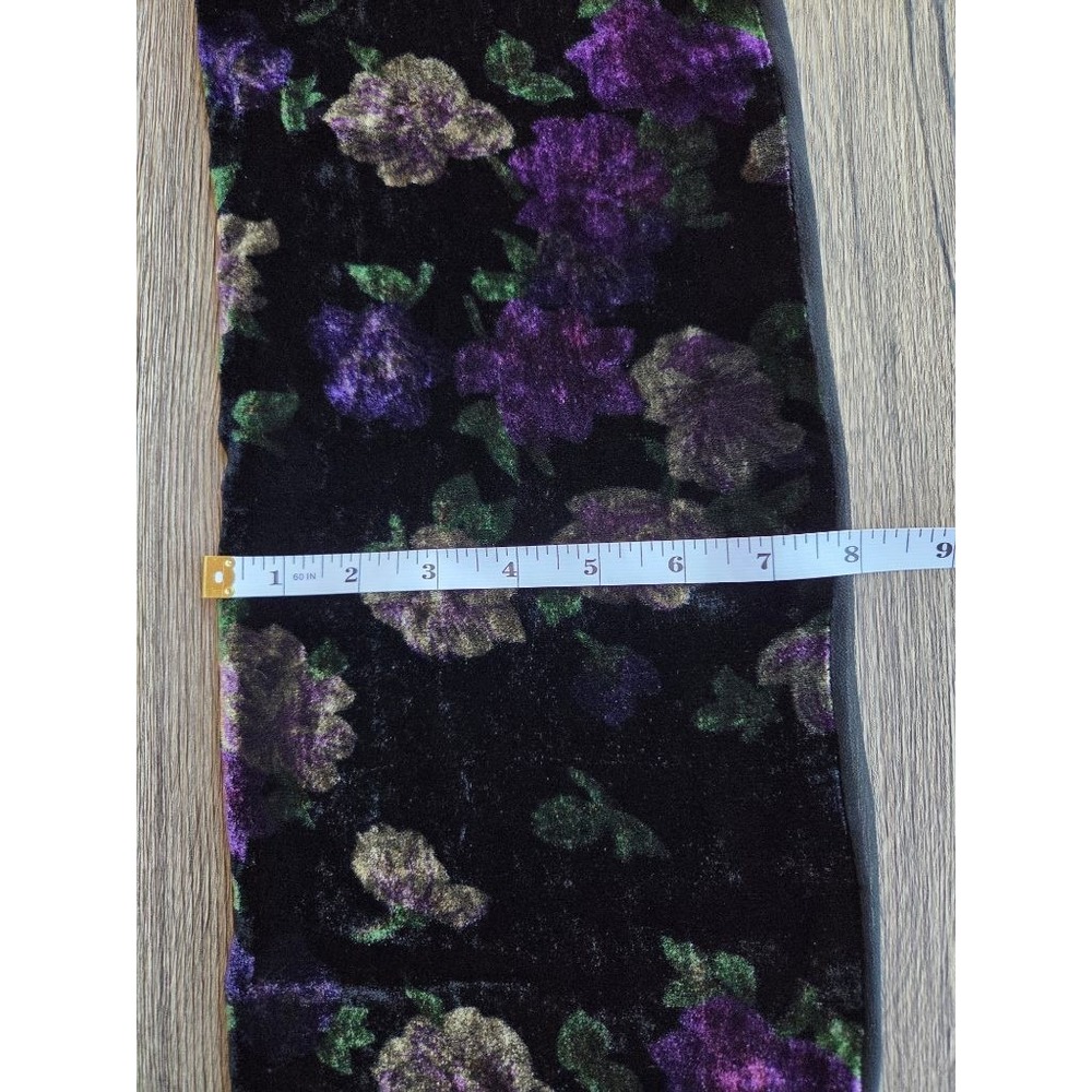Velvet Burnout Floral Scarf Black Purple Whimsigoth Fairy Grunge Wrap - Picture 4 of 5
